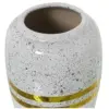 Jarrón Cerámica Plateado y Blanco C y Franjas Oro - Imagen 2
