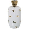 Jarrón Cerámica Blanco y Oro