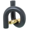 Jarrón Aluminio Negro C y Anillo Oro - Imagen 3