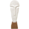 Figura Rostro Aluminio Blanco C y Base Marrón