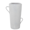 Jarron Ceramica 49Cm C y Asas Blanco Brillo
