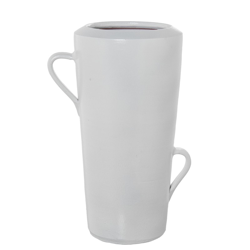 61594 Jarron Ceramica 49Cm C y Asas Blanco Brillo - Imagen 1