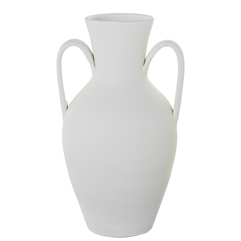 61595 Jarron Ceramica 62Cm C y Asas Blanco Mate - Imagen 1