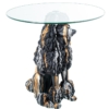Mesa Auxiliar Cristal C y Base Perro Resina Negro y