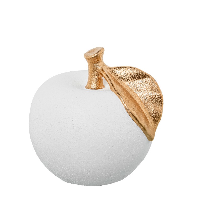 62660 Figura Manzana Cerámica 24Cm Blanco Arena y Oro - Imagen 1
