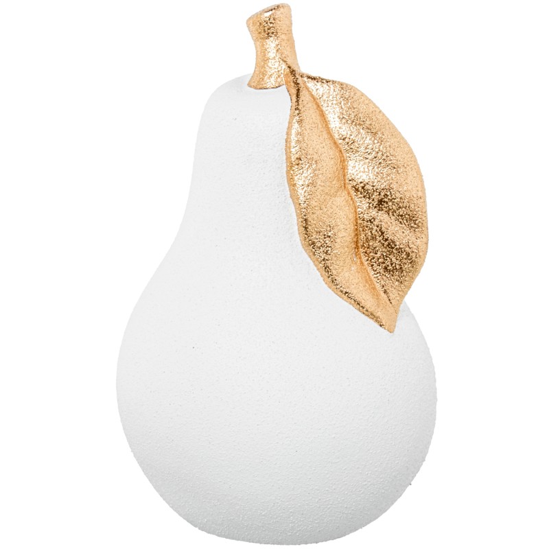 62661 Figura Pera Cerámica 37Cm Blanco Arena y Oro - Imagen 1