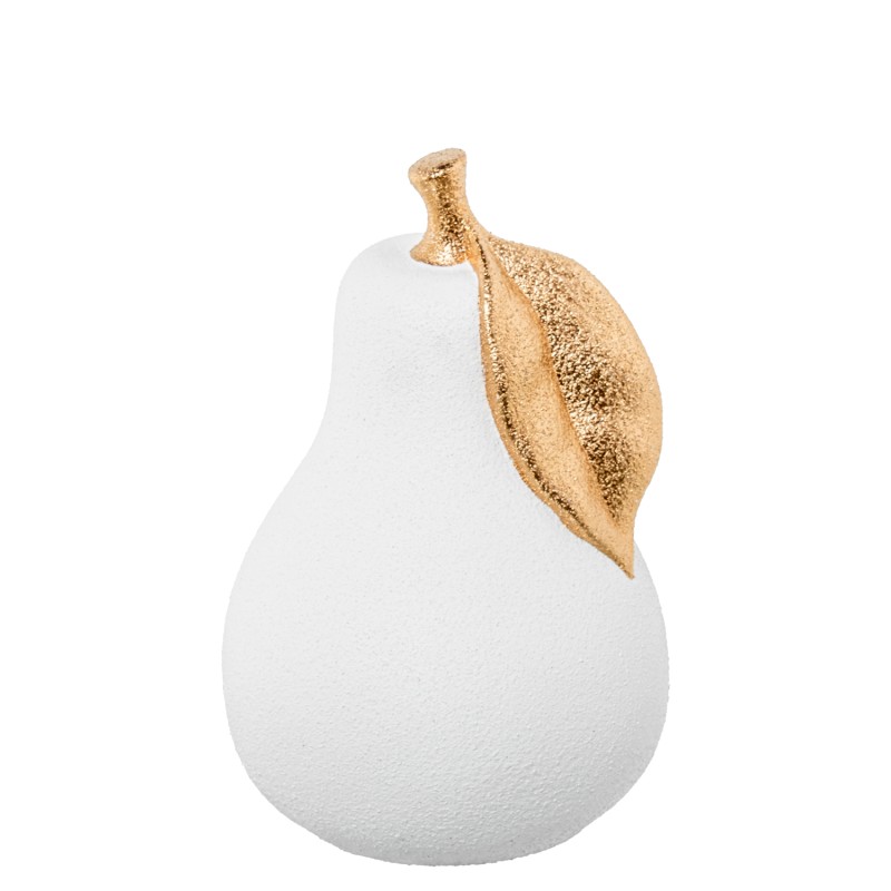 62662 Figura Pera Cerámica 30Cm Blanco Arena y Oro - Imagen 1