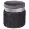 Puf Terciopelo Gris C y Flecos y Banda Acero Plat:7Cm y Dm y Poliés y Flecos:29Cm