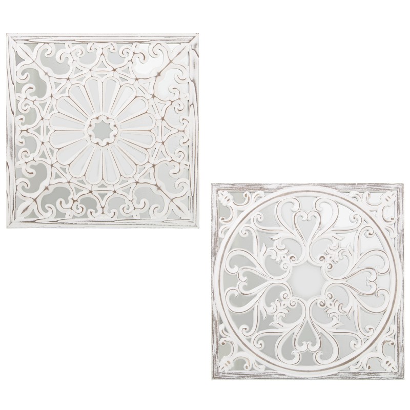 70060 Retablo Madera Calado C y Espejoblanco Decapé Gris Surtido y 8Cm - Imagen 1