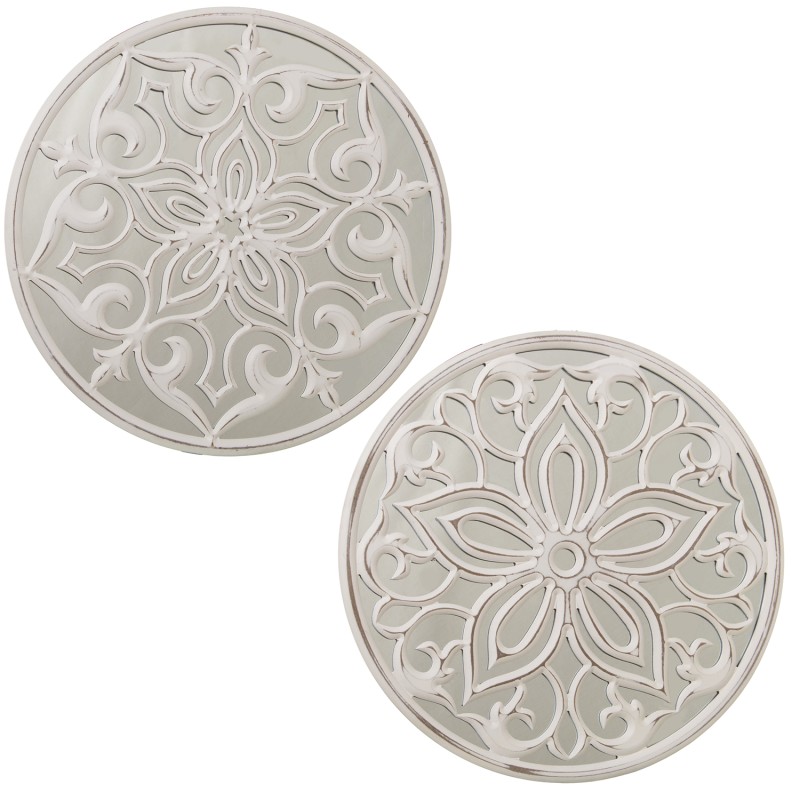 70064 Retablo Madera Calado C y Espejo Blanco Decapé Surtido y 4Cm y Madera: Dm - Imagen 1