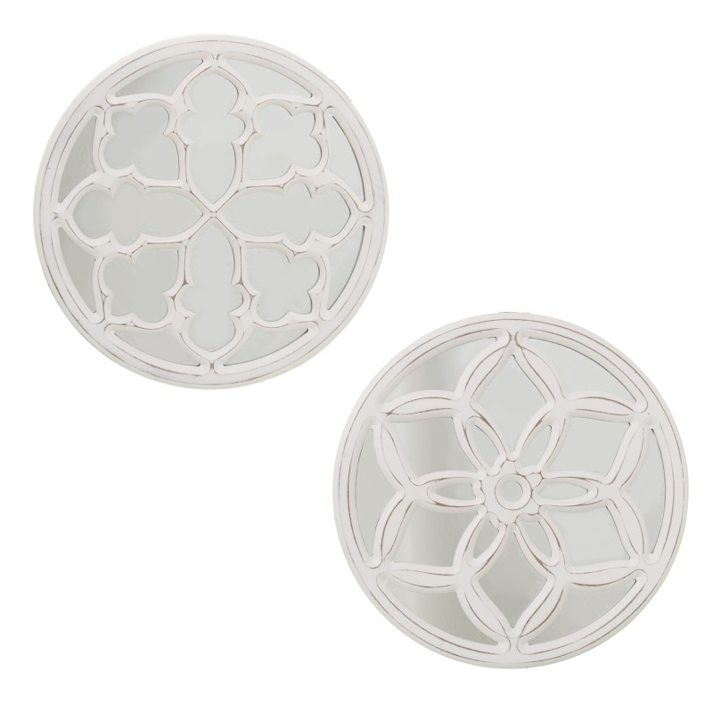 70070 Retablo Madera Calado C y Espejo Blanco Decapé Surtido y 4Cm - Imagen 1