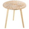 Mesa Auxiliar Madera Calada Blanco y Natural