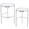 Set 2 Mesas Metal Plateado y Espejo y
