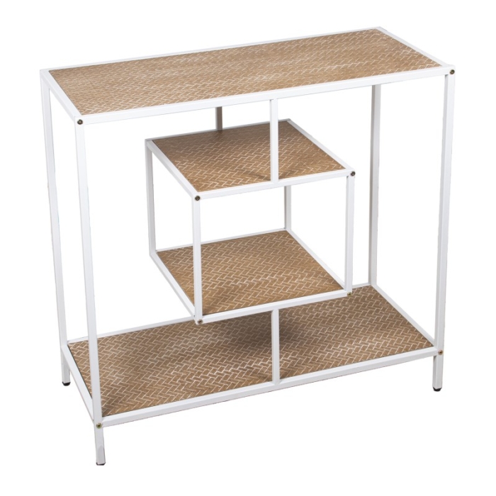 Mesa Entrada Metal Blanco y Madera Dm