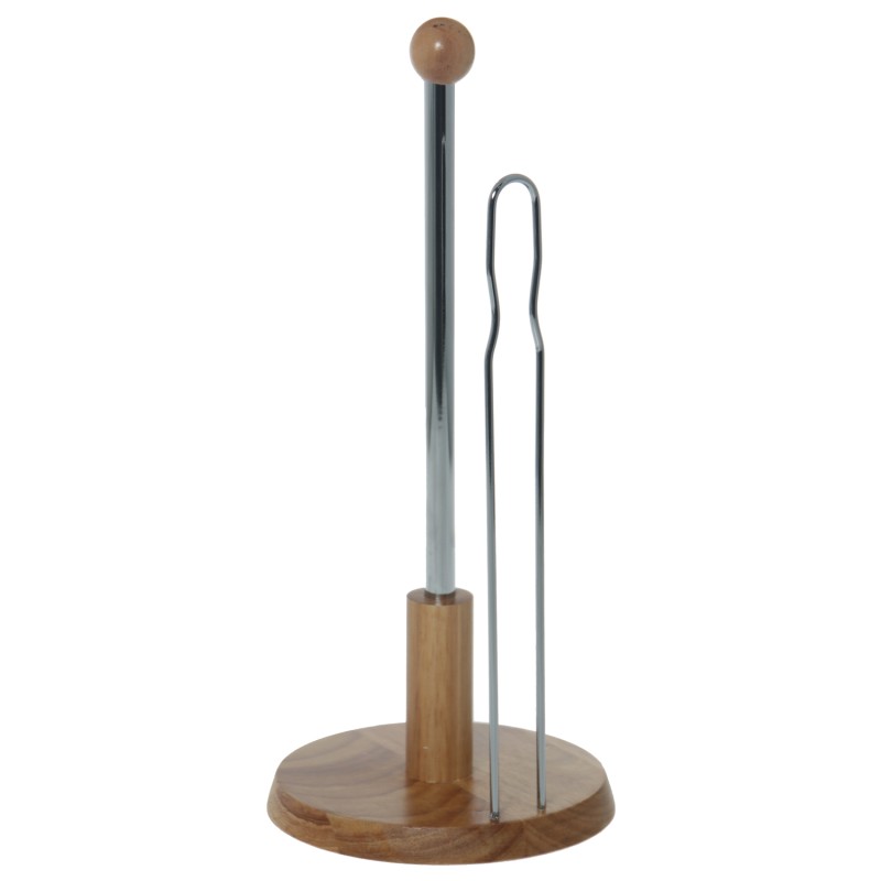 82057 Portarrollo Cocina Metal Cromado C y Base Madera - Imagen 1