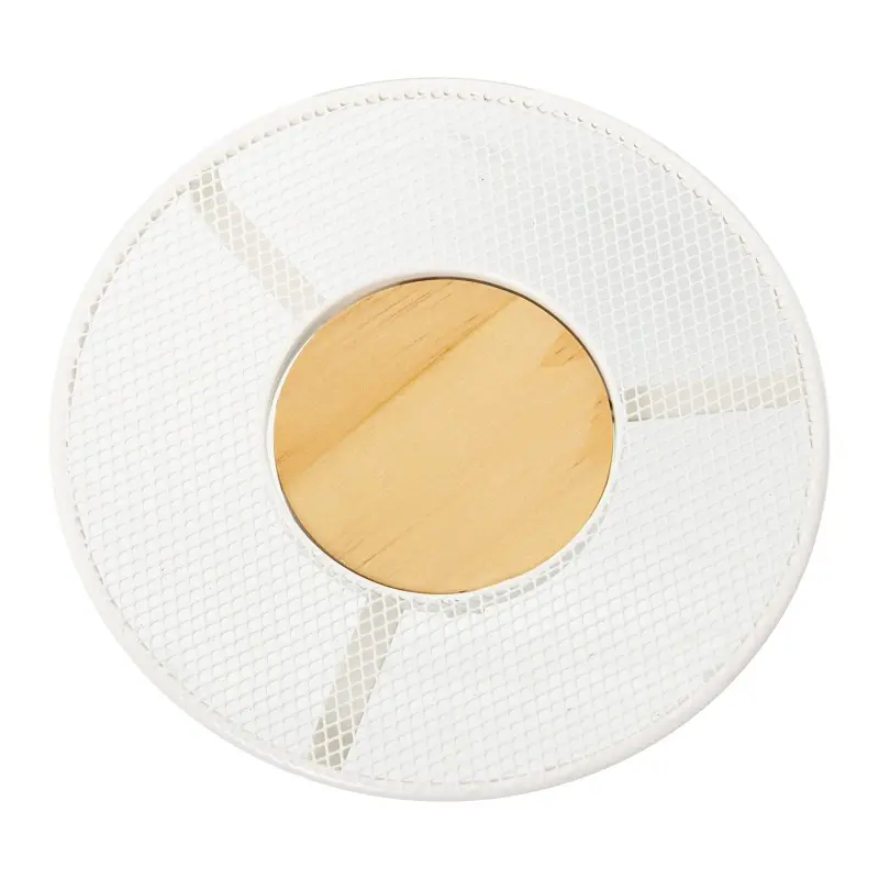 82837 Salvamantel Metal Rejilla Blanco C y Centro Madera y Madera: Ø8 y 6Cm - Imagen 1