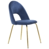Silla Chenilla Azul Patas Metal Dorado y Alt.asiento:47Cm