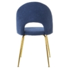 Silla Chenilla Azul Patas Metal Dorado y Alt.asiento:47Cm - Imagen 3
