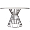 Mesa Comedor Cristal Gris Ahumado Base Metal Plateado - Imagen 5