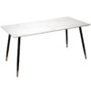 Mesa Comedor Madera Efecto Mármol Blanco Patas Metal Negro