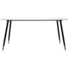 Mesa Comedor Madera Efecto Mármol Blanco Patas Metal Negro - Imagen 2