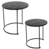 Set 2 Mesas Auxiliares Metal y Madera Acabado Mármol Negro y