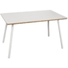 Mesa Comedor Patas Metal Blancas Sobre Madera Natural y Grosor Tabl:3Cm