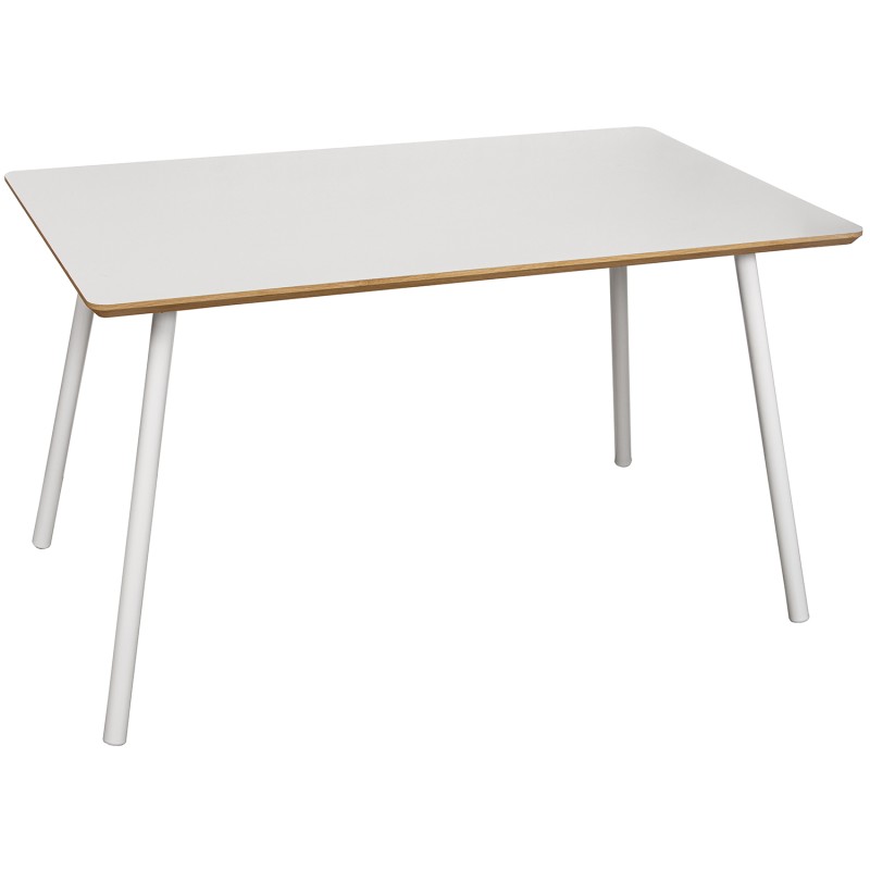 84705 Mesa Comedor Patas Metal Blancas Sobre Madera Natural y Grosor Tabl:3Cm - Imagen 1