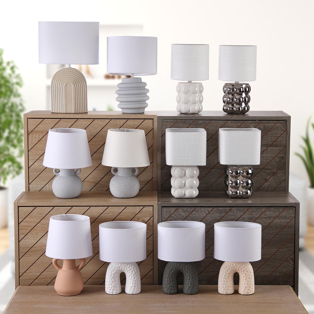 LAMPARA CON BASE BLANCA Y TULIPA REDONDEADA - Imagen 2