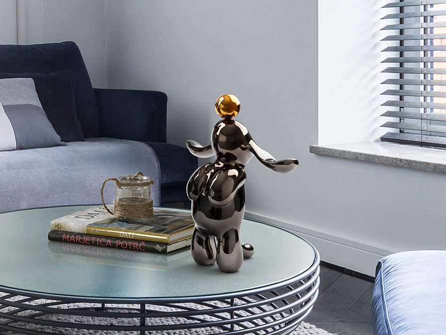 Consola y espejo plata 0002 CONEJO- FIGURA PEQUEÑA-GRIS/NARANJA - Imagen 1