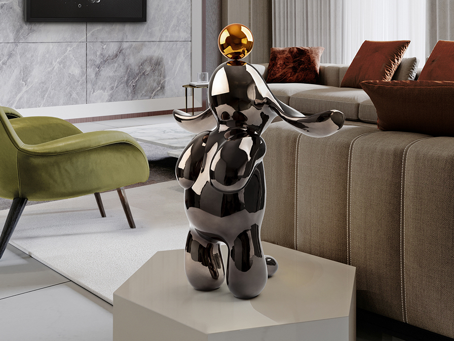 Consola y espejo plata 0002 CONEJO- FIGURA -GRIS/NARANJA - Imagen 1