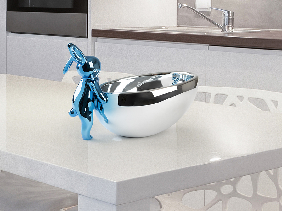 Consola y espejo plata 0002 CUENCO RABBIT- FIGURA AZUL/PLATA - Imagen 1