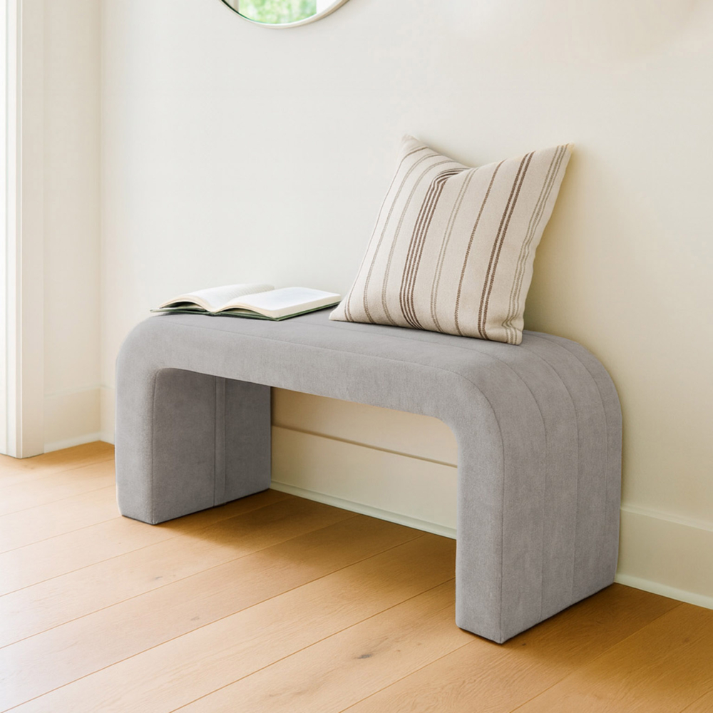 BANCO TAPIZADO GRIS CLARO - Imagen 2
