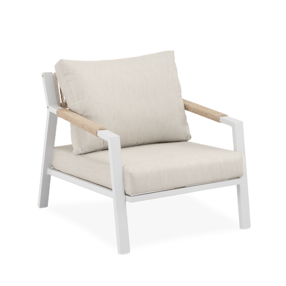 Conjunto de jardín MUSCAT blanco (sofá + sillones + mesa centro) - Imagen 2