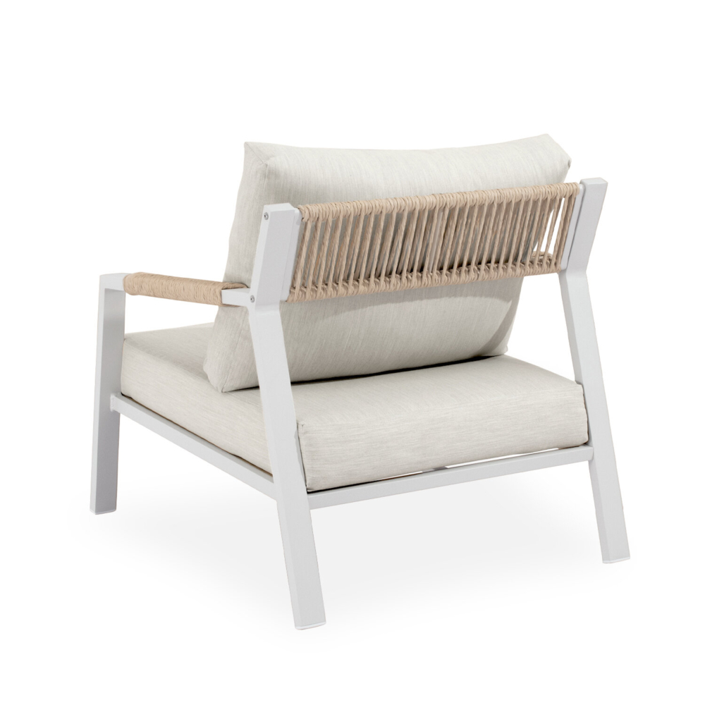 Conjunto de jardín MUSCAT blanco (sofá + sillones + mesa centro) - Imagen 5