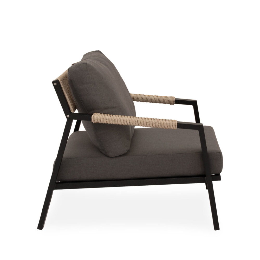 Conjunto de jardín MUSCAT negro (sofá + sillones + mesa centro) - Imagen 1