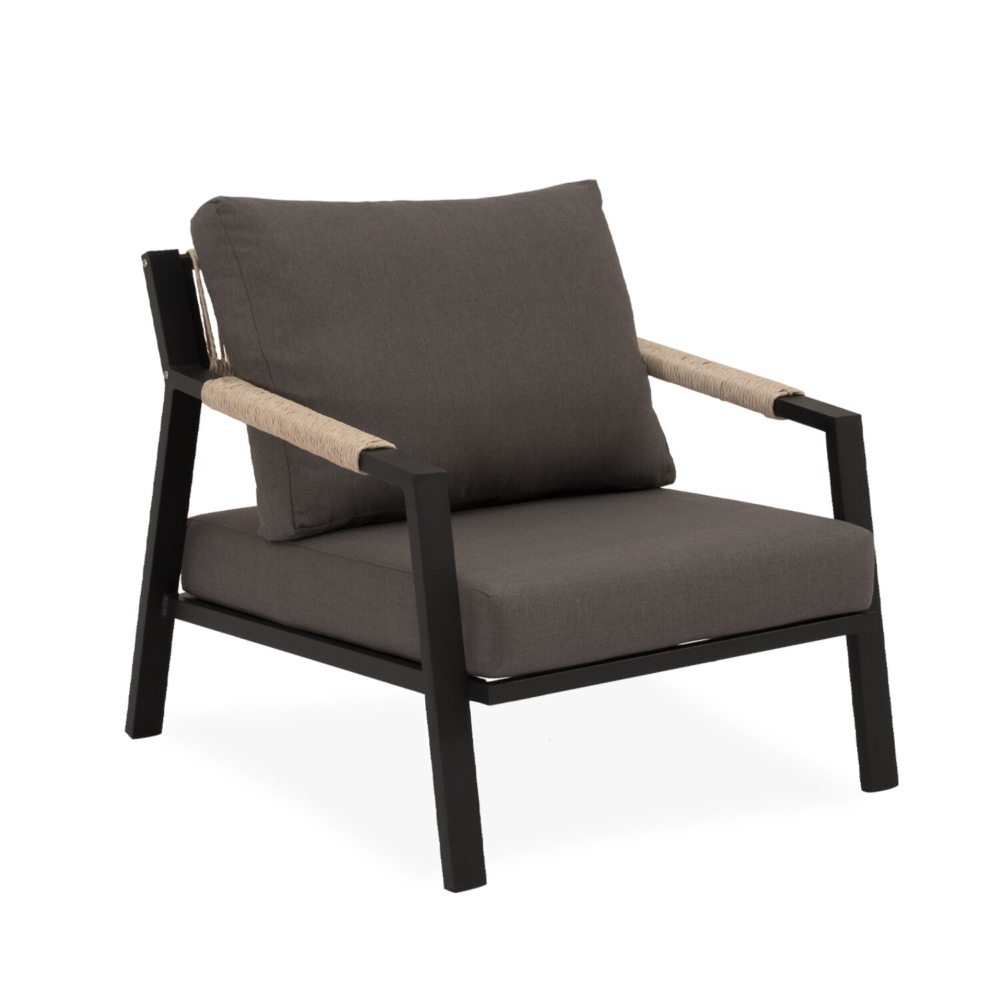 Conjunto de jardín MUSCAT negro (sofá + sillones + mesa centro) - Imagen 2