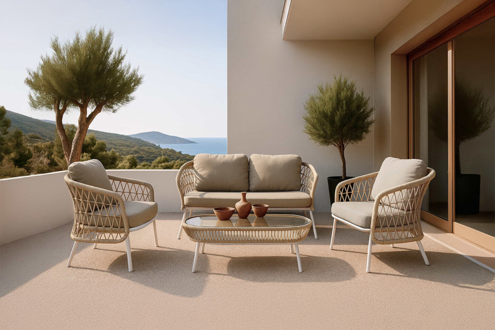 Conjunto de jardín ODESA blanco (sofá + sillones + mesa centro) - Imagen 1