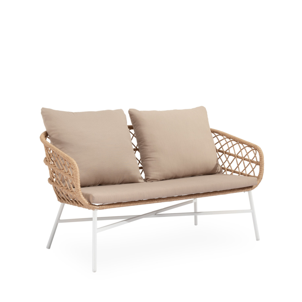 Conjunto de jardín PERUGIA blanco (sofá + sillones + mesa centro) - Imagen 4