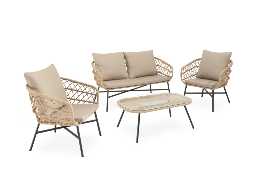 Conjunto de jardín PERUGIA negro (sofá + sillones + mesa centro) - Imagen 6