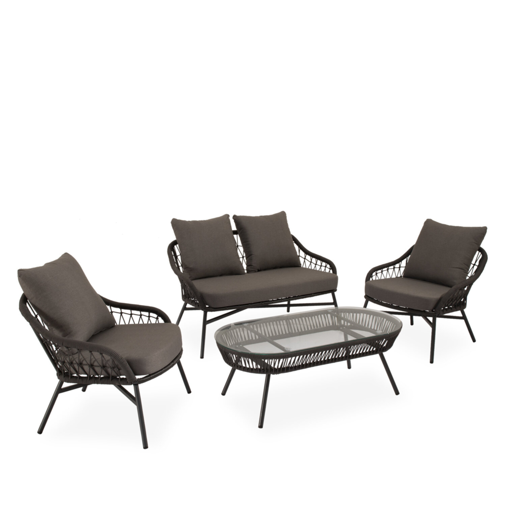 Conjunto de jardín SALONICA gris (sofá + sillones + mesa centro) - Imagen 8
