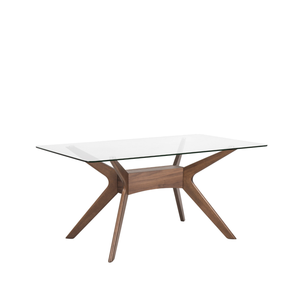 Mesa fija DELLA 140 cristal/nogal - Imagen 1