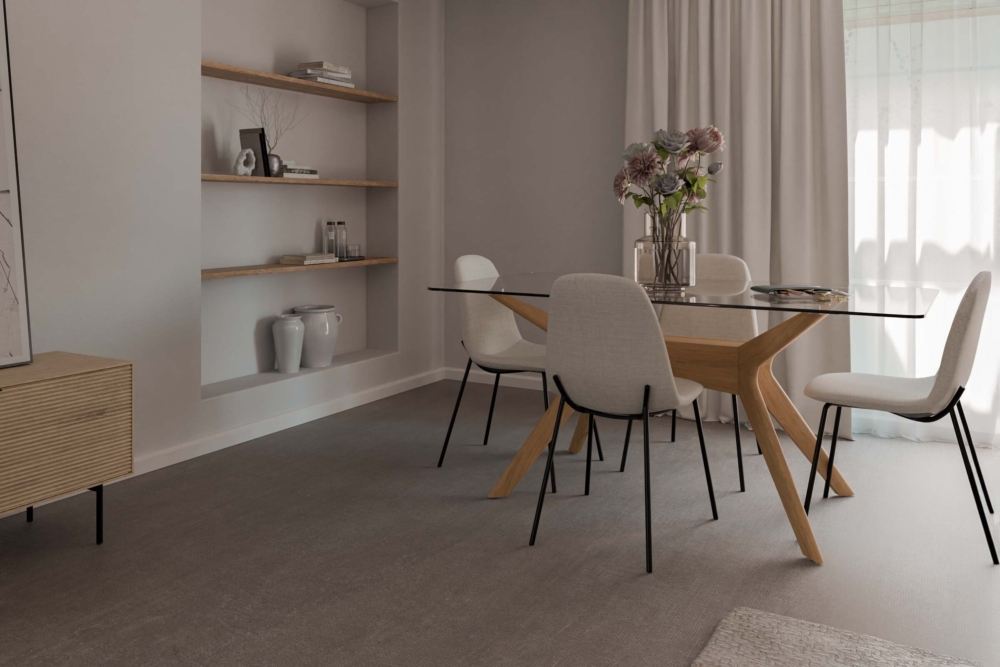 Mesa fija DELLA 140 cristal/roble - Imagen 1