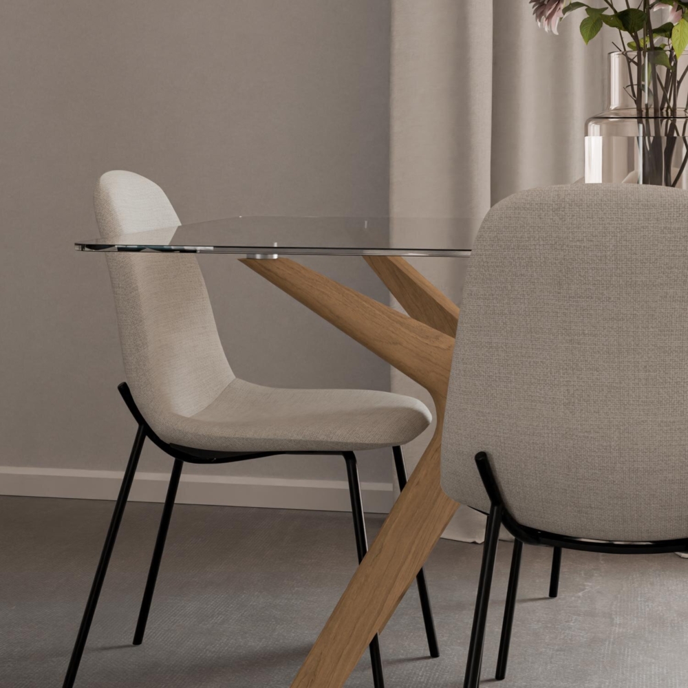 Mesa fija DELLA 140 cristal/roble - Imagen 6