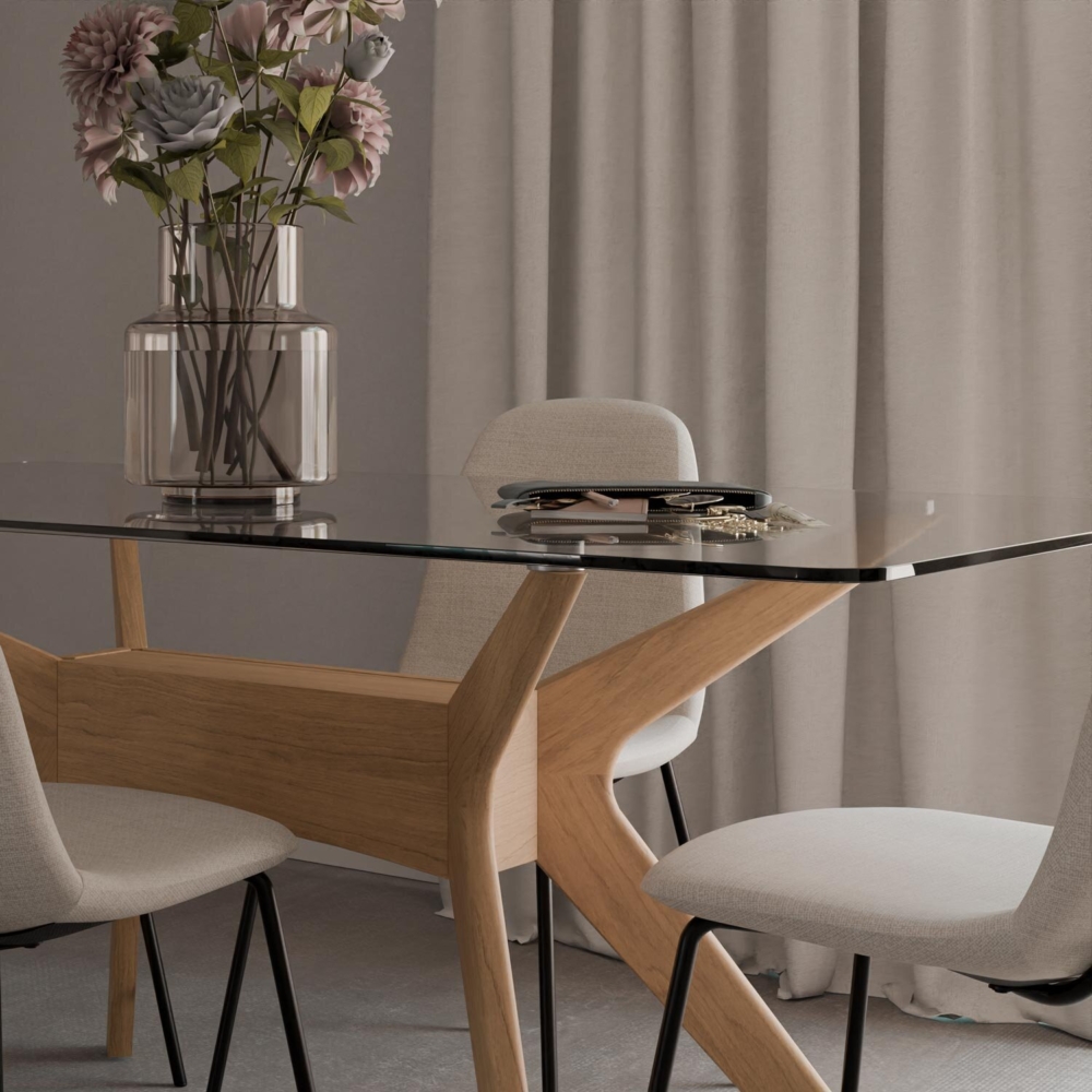 Mesa fija DELLA 160 cristal/roble - Imagen 5