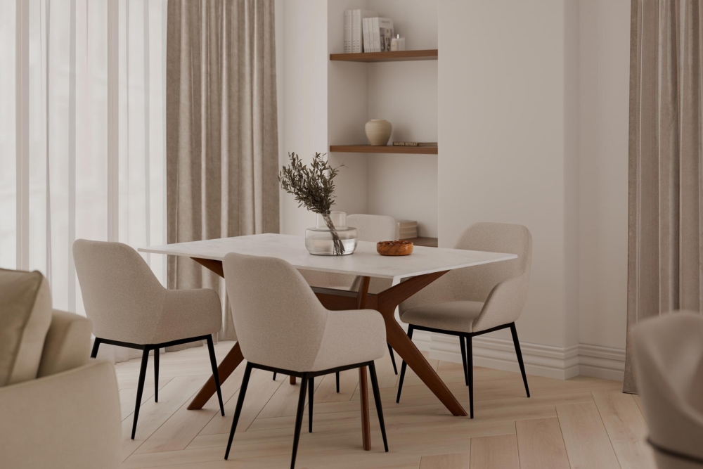 Mesa fija ELOISE 140 blanco/nogal - Imagen 5