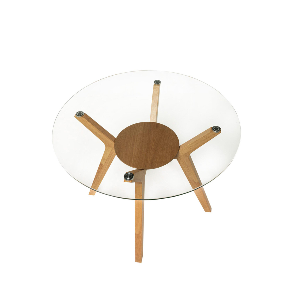 Mesa fija SABRINE 100 cristal/roble - Imagen 1