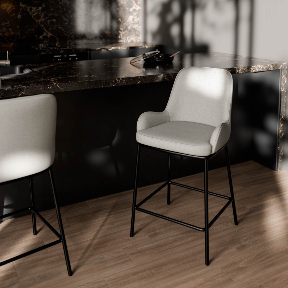 Taburete bajo MILTON gris claro - Imagen 2