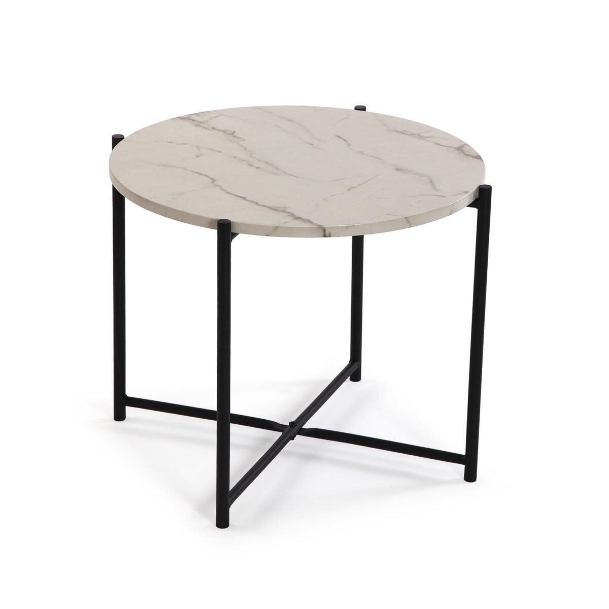 10330177 MESA AUXILIAR REDONDA EFECTO MARMOL 51x40 - Imagen 1