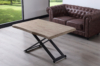 MESA CENTRO ELEVABLE ZOE 120 x 80 CM ROBLE HONEY / NEGRO TAPA CON FORMA. - Imagen 3